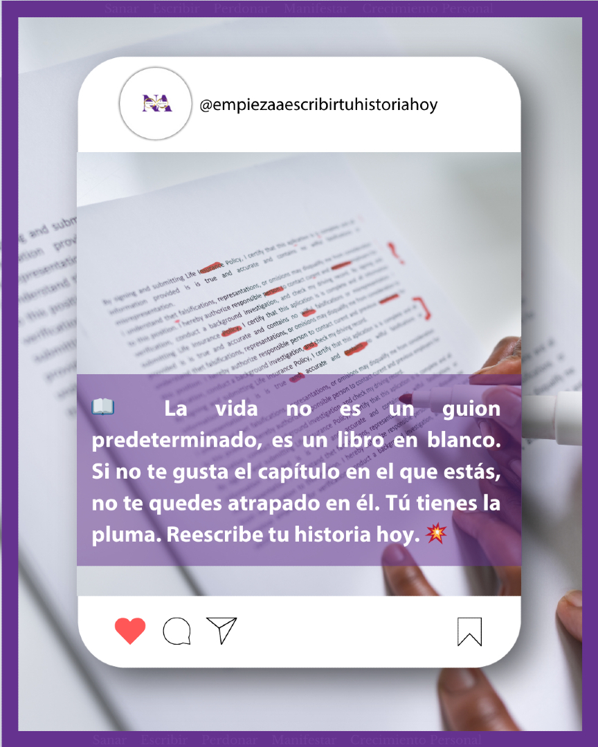 empiezaescribir's tweet image. 📖 La vida no es un guion predeterminado, es un libro en blanco. Si no te gusta el capítulo en el que estás, no te quedes atrapado en él. Tú tienes la pluma. Reescribe tu historia hoy. 💥 #ReescribeTuHistoria #Cambio #Empoderamiento #TúTienesElPoder