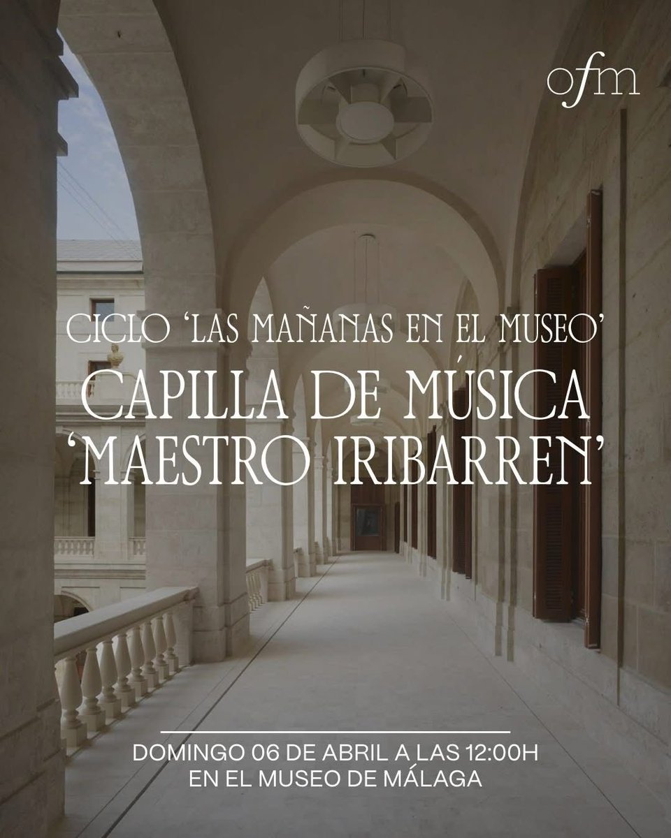 Área Cultura y Patrimonio Histórico de Málaga (@culturamalaga) on Twitter photo 🎼 La <a href="/filarmonimalaga/">Filarmónica Málaga</a> y la Capilla de Música ‘Maestro Iribarren’ ofrecen hoy, a las 12:00 h, un nuevo concierto del ciclo ‘Las Mañanas en el Museo’ en el <a href="/Museo_Malaga/">Museo de Málaga</a>. El recital tiene entrada libre hasta completar aforo. 🎼 La <a href="/filarmonimalaga/">Filarmónica Málaga</a> y la Capilla de Música ‘Maestro Iribarren’ ofrecen hoy, a las 12:00 h, un nuevo concierto del ciclo ‘Las Mañanas en el Museo’ en el <a href="/Museo_Malaga/">Museo de Málaga</a>. El recital tiene entrada libre hasta completar aforo.