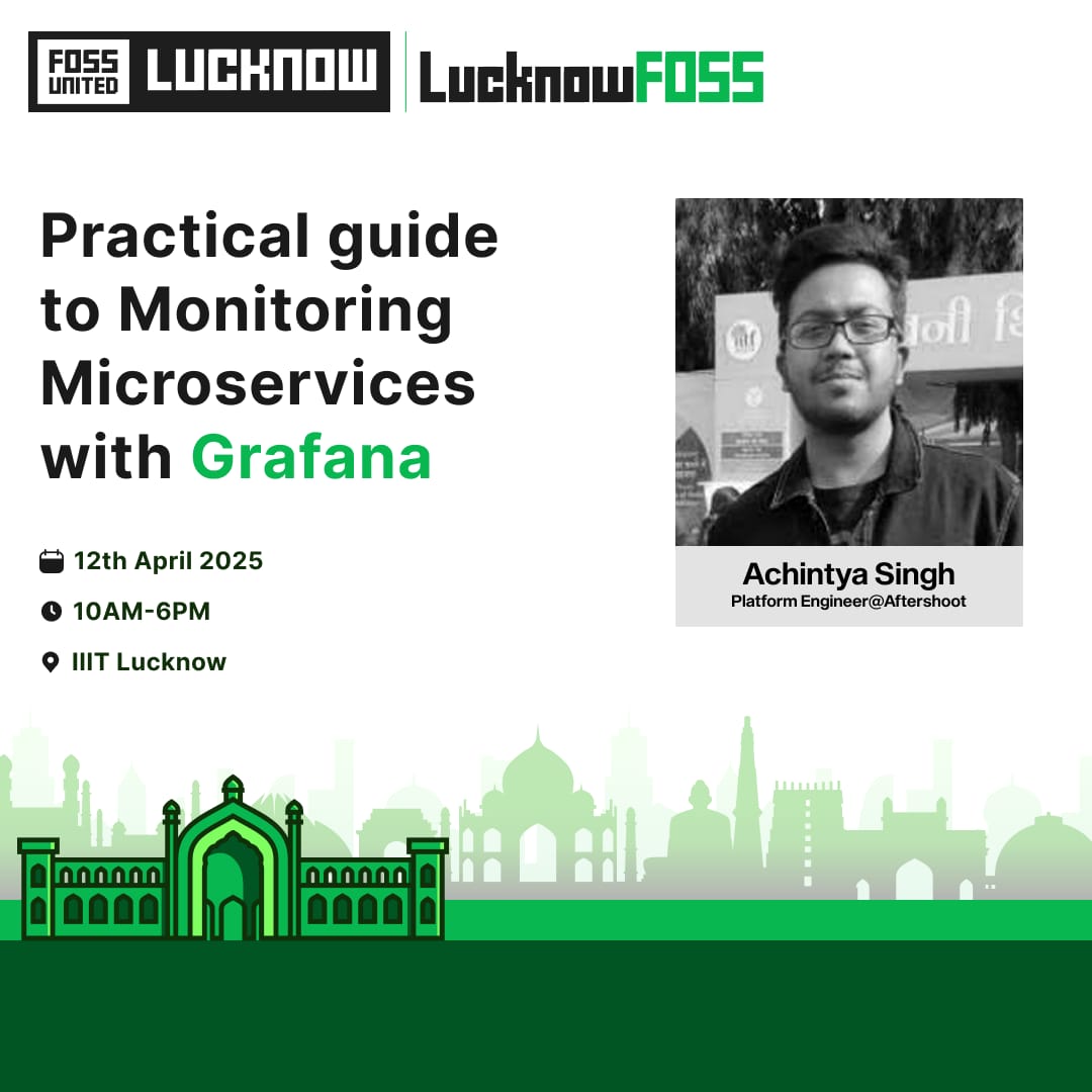 FOSSUnitedLKO's tweet image. Microservices going wild?
🧠 Learn how to tame them with Grafana!
Achintya Singh is bringing practical magic to your dashboards.
#LucknowFOSS #FOSSUnited #Grafana #DevOps