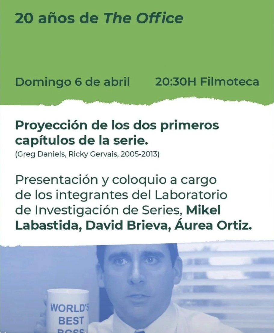 Esto es hoy. ¡Os esperamos! <a href="/labdeseries/">LAB de series</a> <a href="/dabrieva/">David Brieva</a> <a href="/mikel_labastida/">Mikel Labastida</a> #TheOffice