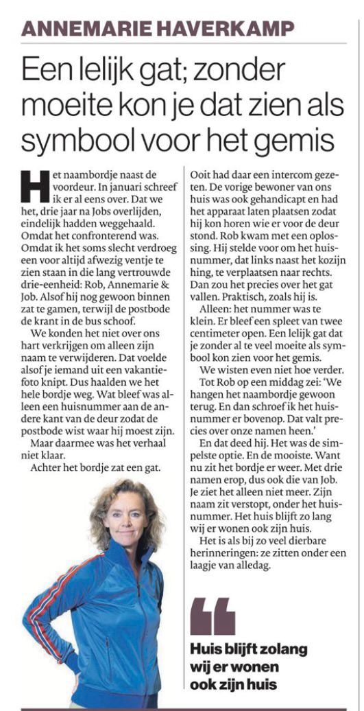 Jobs naam is terug bij de voordeur, alleen zie je hem niet