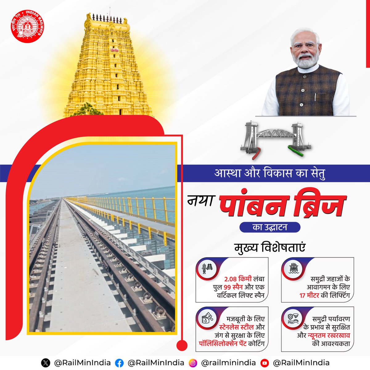 #NewPambanBridge #RailInfra4TamilNadu #PambanExpress
आस्था और विकास का सेतु नया पांबन ब्रिज का उद्घाटन
