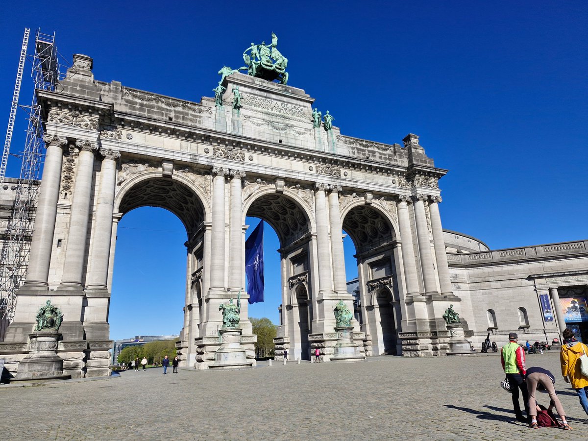 Just the NATO flag hanging in Cinquentenaire in an exact copy of the brandenburg gates within walking distance of the EU institutions.