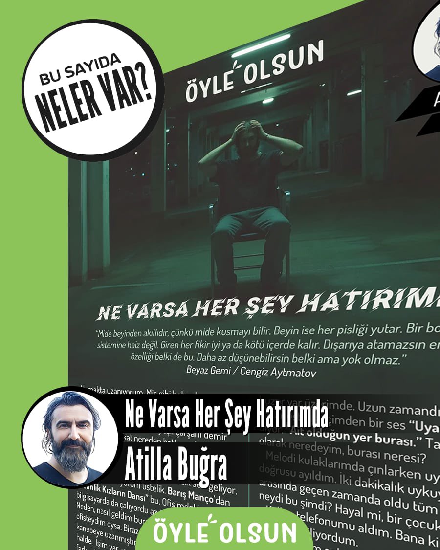 30. sayıda neler var? Ne Varsa Her Şey Hatırımda - Atilla Buğra 
.
.
#dergi #sanat #kültür #edebiyat #öyleolsun #öyleolsundergi