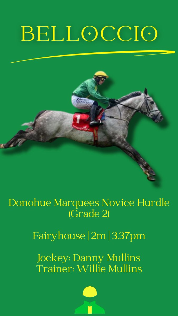 ThurloeThoroughbreds (@thurloethbreds) on Twitter photo Good luck to BELLOCCIO runs today <a href="/Fairyhouse/">FairyhouseRacecourse</a> for the Grand National winning trainer <a href="/WillieMullinsNH/">Willie Mullins</a> π€©π€© <a href="/dan2231/">Danny Mullins</a> is on board π€π»ππ» Good luck to BELLOCCIO runs today <a href="/Fairyhouse/">FairyhouseRacecourse</a> for the Grand National winning trainer <a href="/WillieMullinsNH/">Willie Mullins</a> π€©π€© <a href="/dan2231/">Danny Mullins</a> is on board π€π»ππ»