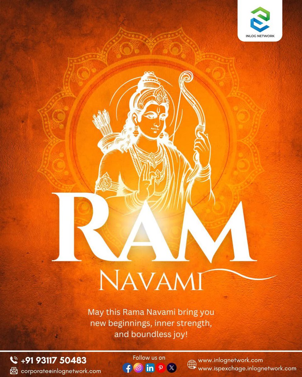 Inlog_Network's tweet image. 🌸✨ Happy Ram Navmi! ✨🌸
May Lord Ram bless you with peace, prosperity, and strength on this divine occasion.
Let’s walk on the path of dharma and truth, just like Maryada Purushottam Ram 🙏
– Team Inlog Network
#HappyRamNavmi #RamNavmiWishes #InlogNetwork #RamNavami2025 #Jai