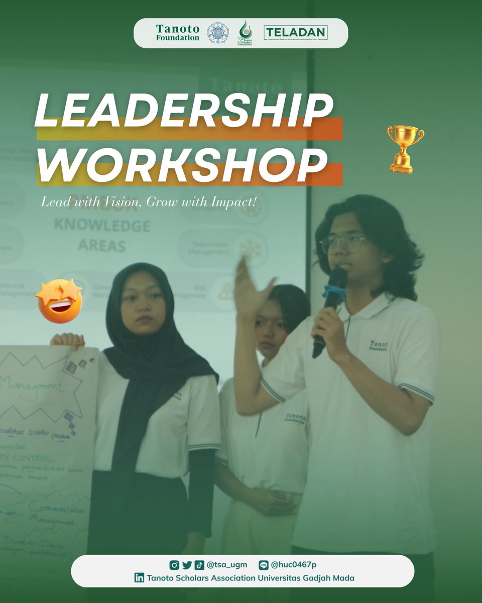 tsa_ugm's tweet photo. Hai T-Friends! Penasaran gaksi gimana cara kita untuk ningkatin skill leadership, project management, dan team building dengan acara yang seruu abiss? Kenalin nih sama Leadership Workshop dari Tim ELSN Tanoto Foundation🤩🏆 #ONFireJourney #MenjadiTeladan #TanotoScholars #TSAUGM https://t.co/A3hrzLinsJ