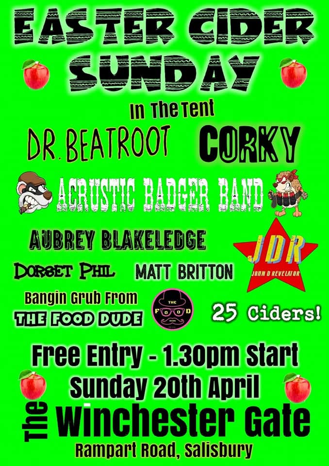 WelcometoDorset's tweet photo. In two weeks I'll be travelling to Wiltshire to perform in Salisbury at the Winchester Gate's legendary Easter Cider Sunday ๐๐ถ๐ป #Pub #LiveMusic #ScrumpyAndWestern https://t.co/ONHCK1QowJ