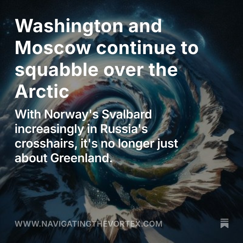 Stefan Wolff (@stefwolff) on Twitter photo As Putin ups the stakes over Norway's Svalbard, Trump needs to think more about alliances than annexing Denmark's Greenland: bit.ly/4lfr7VL via <a href="/navvortex/">Navigating the Vortex</a>
#Greenland #svalbard #Trump #Putin #Russia #China #USA As Putin ups the stakes over Norway's Svalbard, Trump needs to think more about alliances than annexing Denmark's Greenland: bit.ly/4lfr7VL via <a href="/navvortex/">Navigating the Vortex</a>
#Greenland #svalbard #Trump #Putin #Russia #China #USA