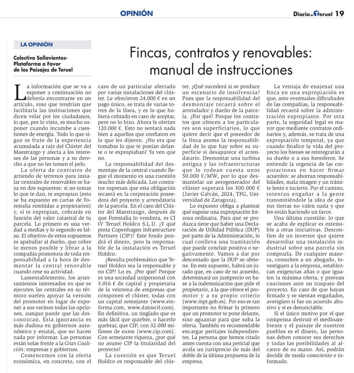 DESPERTAR!! Con las centrales eolicas y fotovoltaicas y la amenaza de expropiaciones además de destruir naturaleza, biodiversidad, agricultura y turismo ESTÁN TIMANDO a la gente del #mediorural

De <a href="/paisajes_teruel/">Plataforma a favor de los paisajes de Teruel</a> y Colectivo sollavientos 
#RenovablesSiPeroNoAsí #CambioClimatico