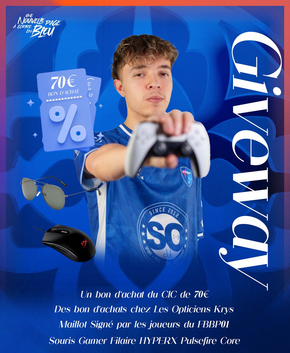 Dernière ligne droite 🚨

Tentez de repartir avec vos cadeaux 🎇 

youtube.com/<a href="/FBBP01/">F. Bourg-en-Bresse Péronnas 01</a>_Esport

A Gagner 🏆
  
Un bon d'achat de 70 euros offert par le <a href="/cic/">CIC</a> 
Un maillot Domicile Signé par les joueurs du @FBBP01 
Une Souris Gamer HYPERX Pulsefire.