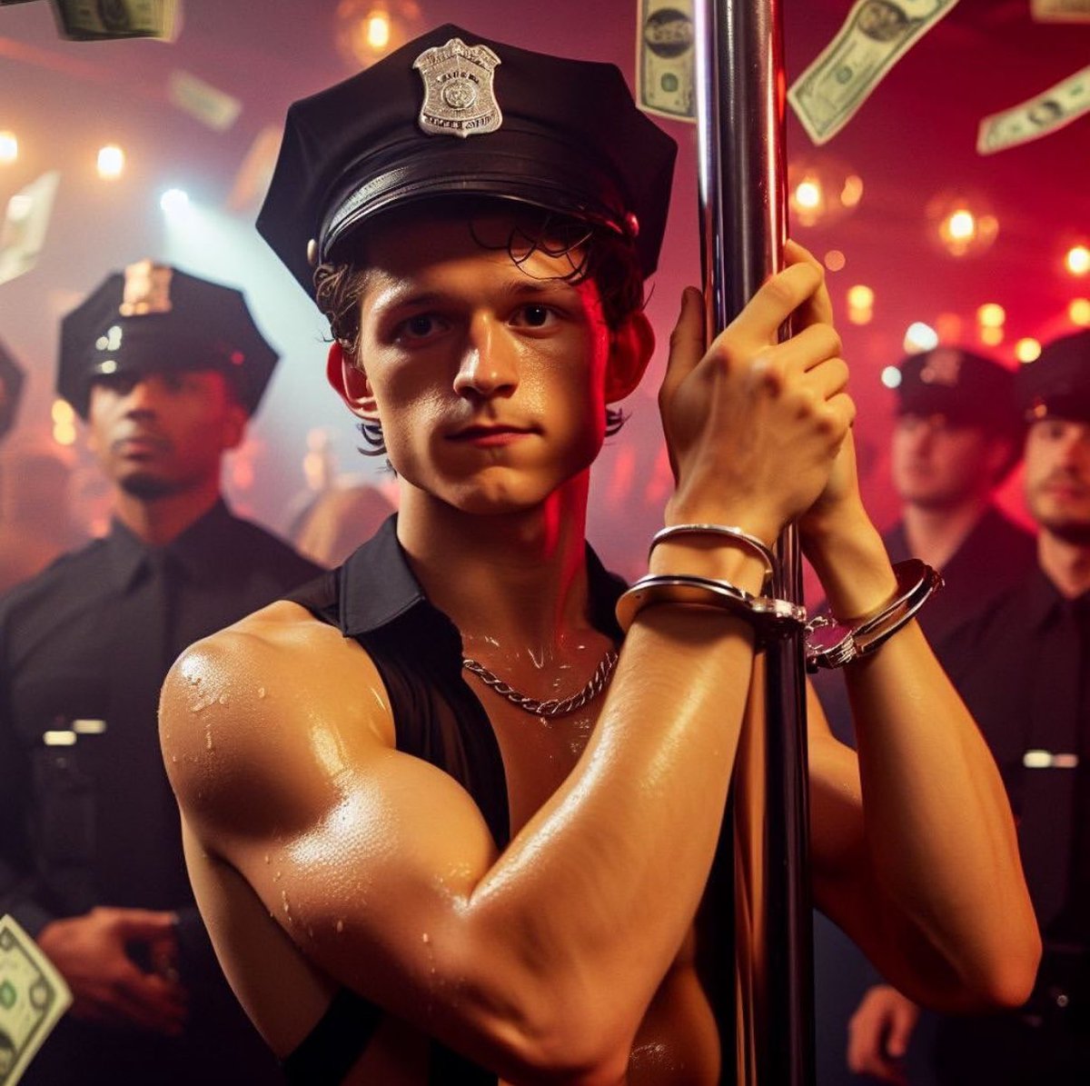 men_of_AI's tweet photo. Uh-oh, officer Tom has been naughty https://t.co/cIlQtoExwc