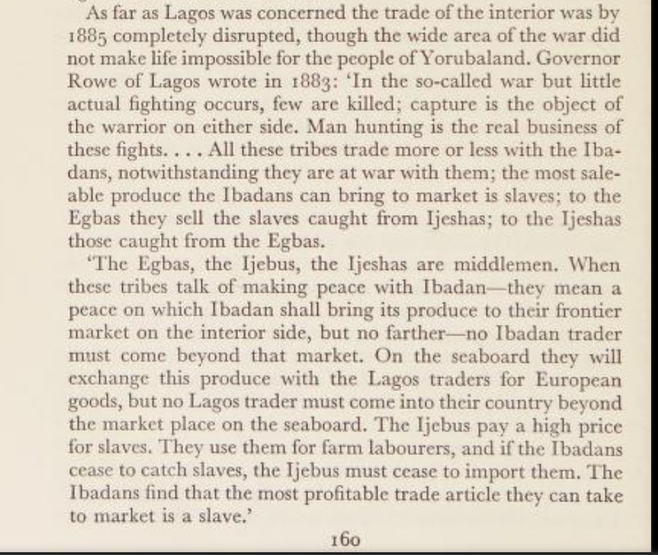 In 1883, Governor Rowe of Lagos wrote about his observations of the civil war in Yorubaland.