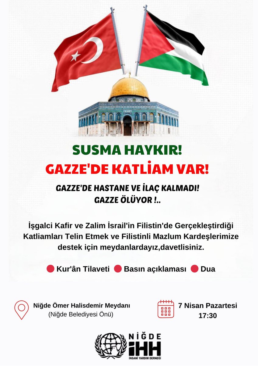 Gazze'nin duyulmayan çığlıkları; bombalardan, açlıktan, hastalıktan ve ümmetin sessizliğinden #GazzeÖlüyor

Gazze'de yaşananlar insanlık dışı bir acının ve çaresizliğin örneğidir.

Soykırıma sessiz kalma!
Unutma, Unutturma!

#FreeGaza
#NoFlourİnGaza 
#GenocideGaza