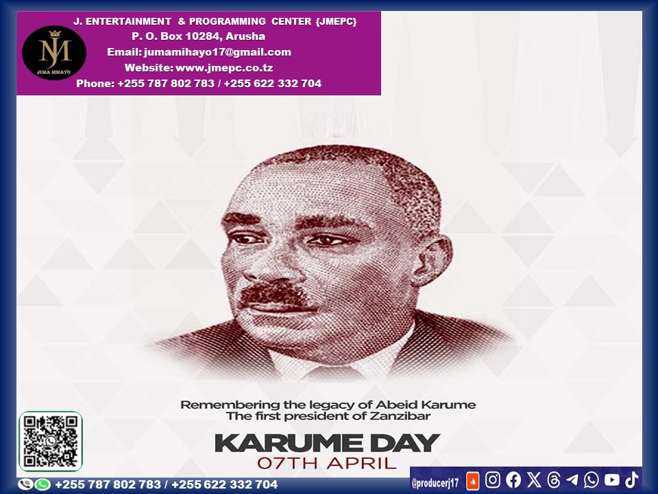 producerj17's tweet image. Happy Karume Day

#ForMoreUpdates#producerj17

whatsapp.com/channel/0029Va…

wa.me/c/255769332708
instagram.com/p/DIG0VhNoalA/…