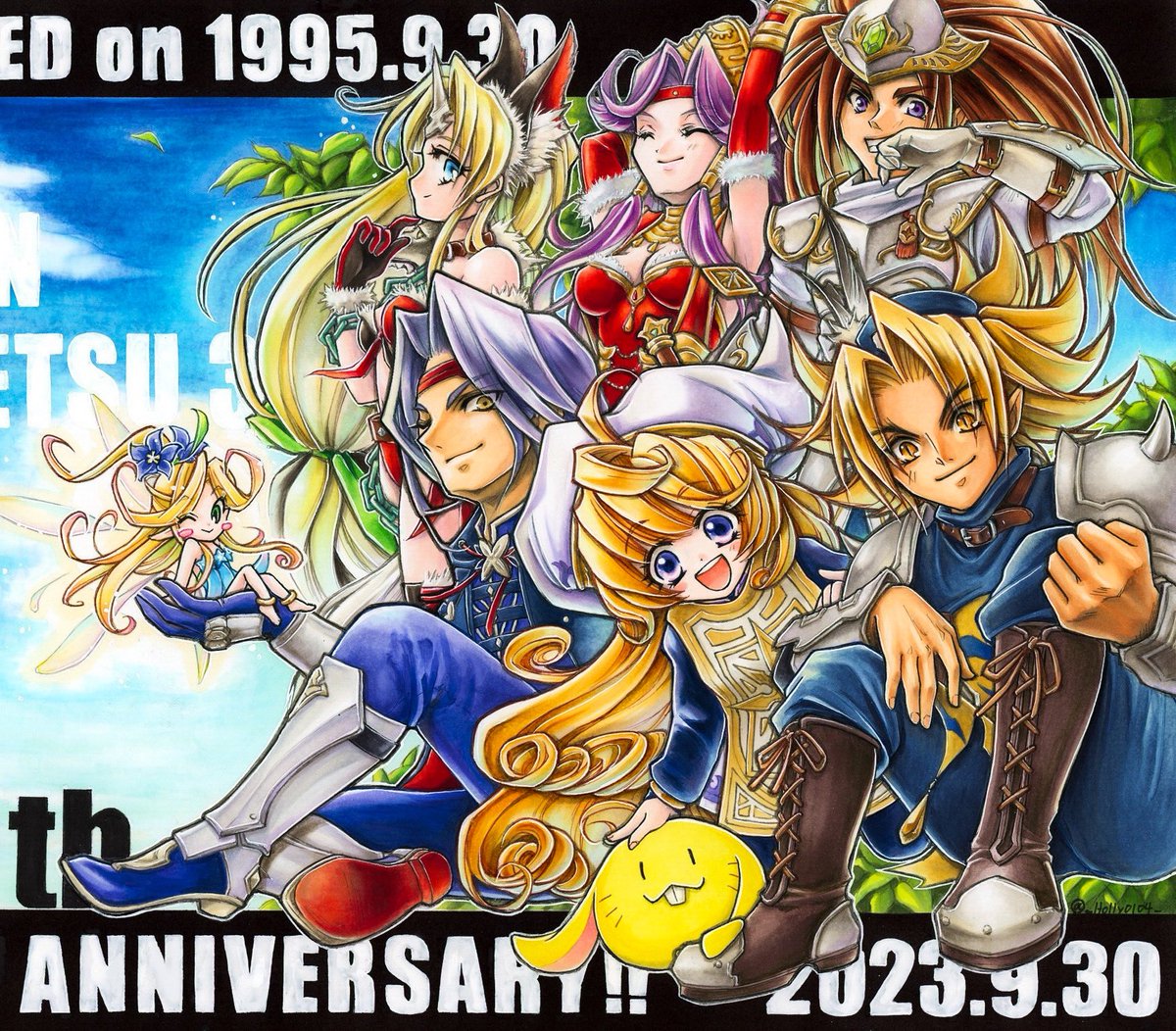 #舞台聖剣伝説3
過去記念絵だけどみんなが笑顔だったので…✨
中学生の頃遊んでいた大好きなゲームが、まさか約30年後に舞台化するとは夢にも思っていませんでした。ずっと見てみたかった6人旅を、夢のような時間を本当にありがとうございました！Blu-ray楽しみにお待ちしております🥰