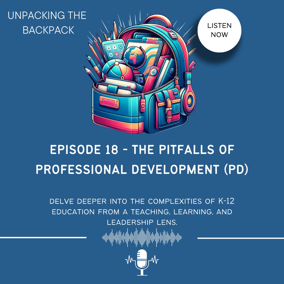New episode: The Pitfalls of Professional Development (PD). Listen on Spotify or wherever you access your favorite podcasts spotifycreators-web.app.link/e/AkUvv5gvkSb #edchat #edutwitter #educhat #edadmin #suptchat #edleadership #teachertwitter #digilead #disruptivethink