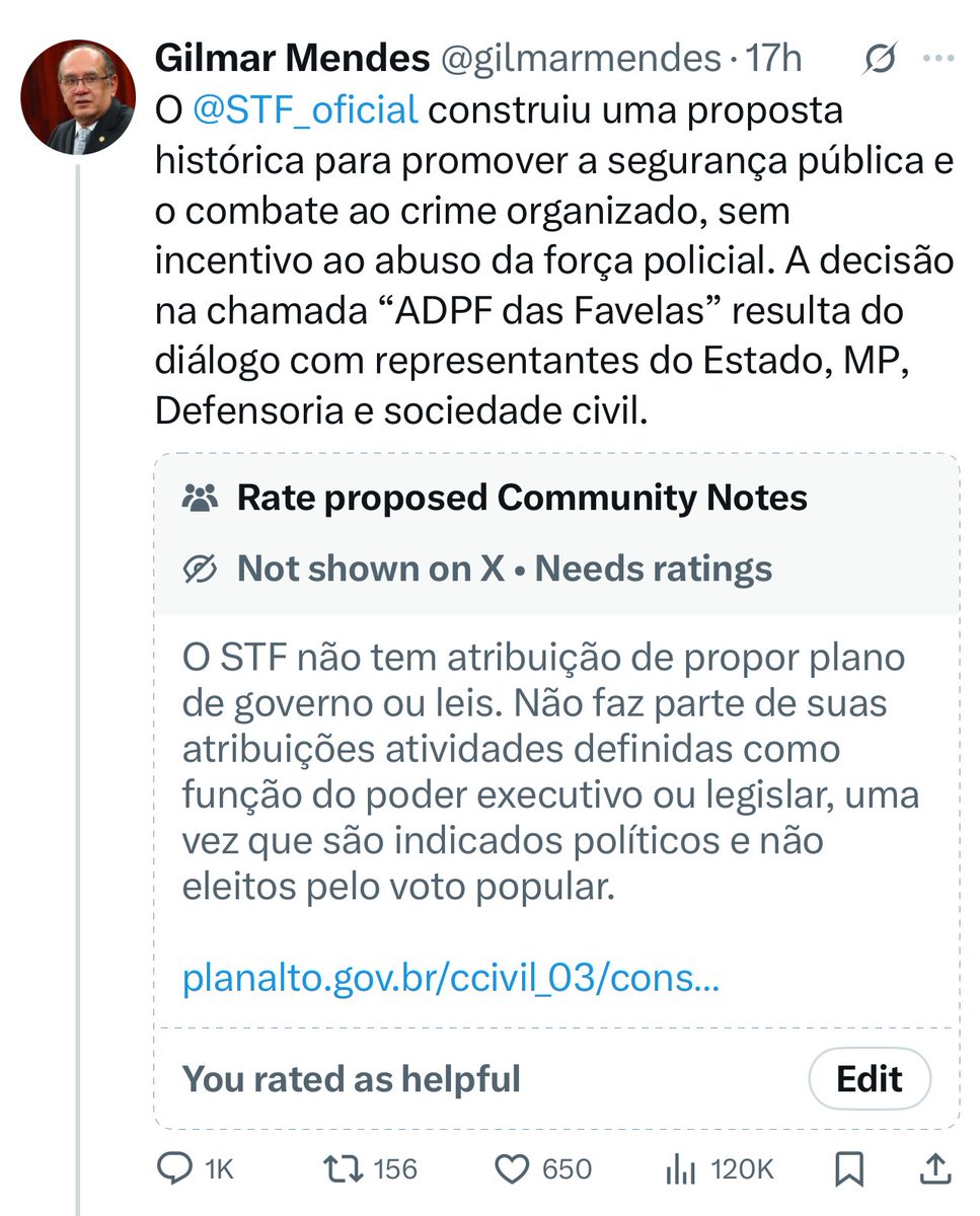A única forma que o STF poderia contribuir com o aumento da segurança pública seria parando de proteger e soltar traficantes.