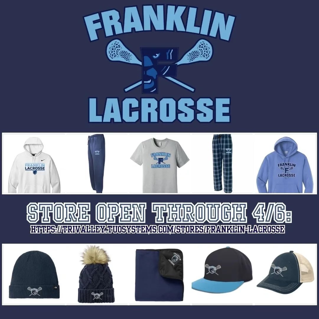 Today is the last day to get your FHS Girls Lax swag… Store link below. 

trivalley.tuosystems.com/stores/frankli…