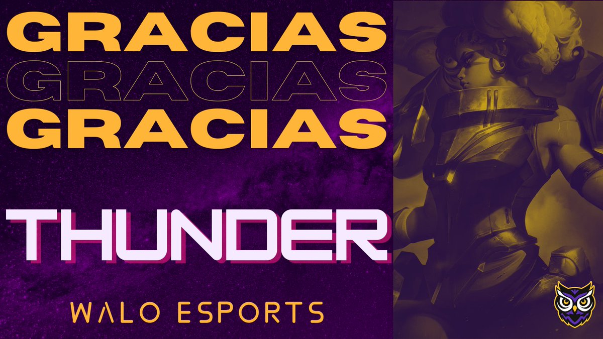 💜 GRACIAS, THUNDER 💜

Nos despedimos de nuestro coach, <a href="/Thunder0us___/">Thunder0ussss</a> . Su compromiso y visión han sido fundamentales para el crecimiento del equipo.

Gracias por estar en cada partida, te deseamos lo mejor en tus próximos pasos. ¡WALO siempre será tu casa! 🦉

#GraciasThunder