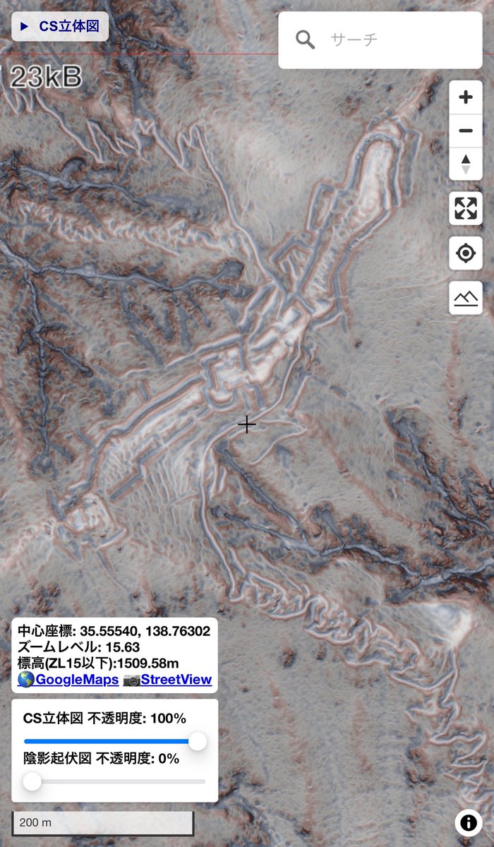 kikusukejr's tweet image. この縄張り図を1975年に描いているのか本田昇さん…

#FOSS4G #MapLibre #QGIS #山梨県 #CS立体図 #御坂城 #縄張り図 #城