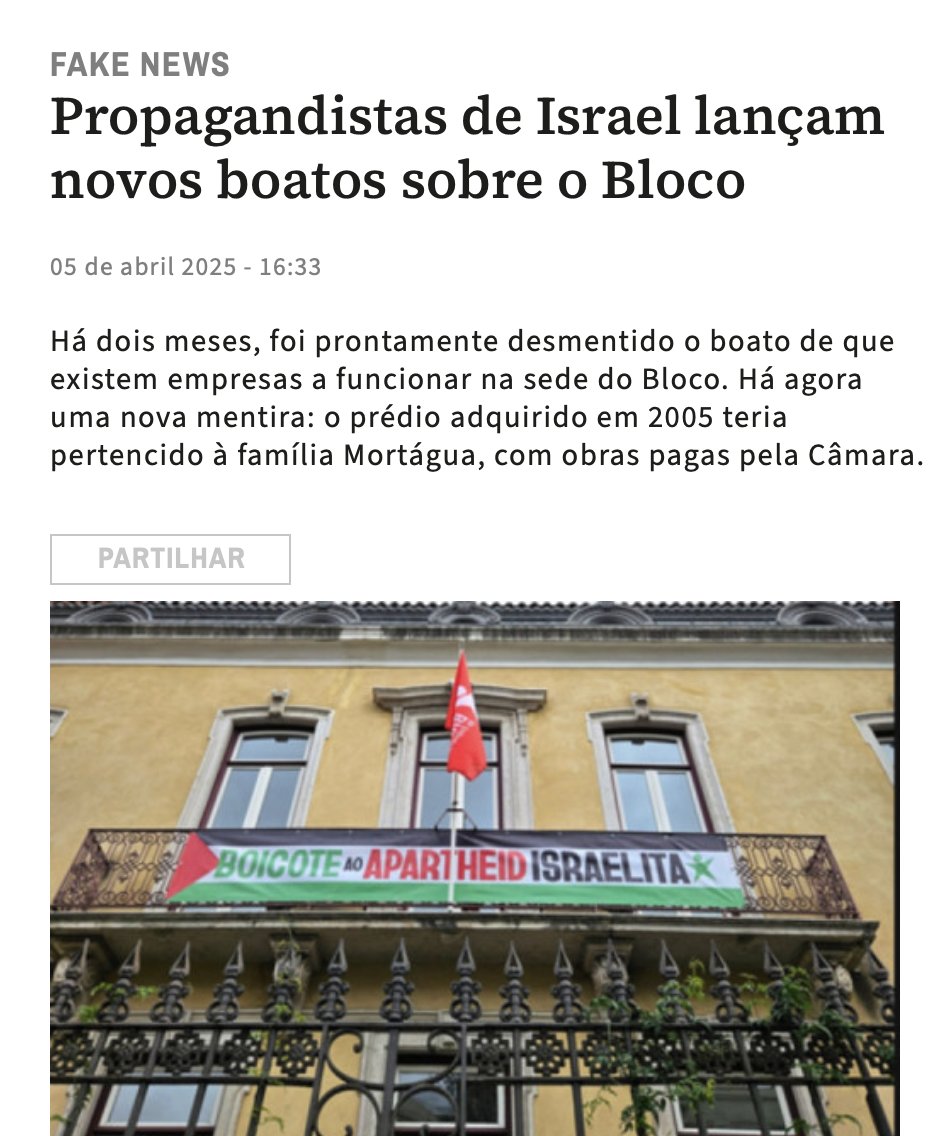 sofiafonsoferre's tweet image. XVIII.
O Esquerda, jornal do partido Bloco de Esquerda, vai responder pelo artigo anónimo ‘Propagandistas de Israel lançam novos boatos sobre o Bloco’ em tribunal. Para além das mentiras e difamação sobre o meu percurso político e profissional, a tentativa de coação grave e…