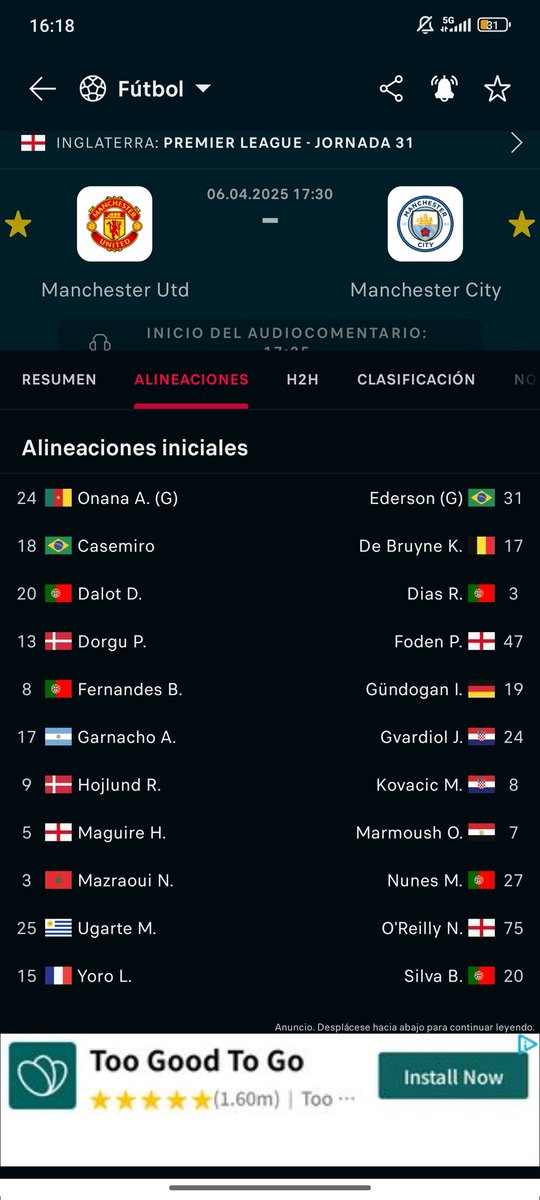 2da titularidad consecutiva para nico o'reilly en premier

Después de las dos asistencias en fa Cup Pep le da minutos

Honorrr🫡