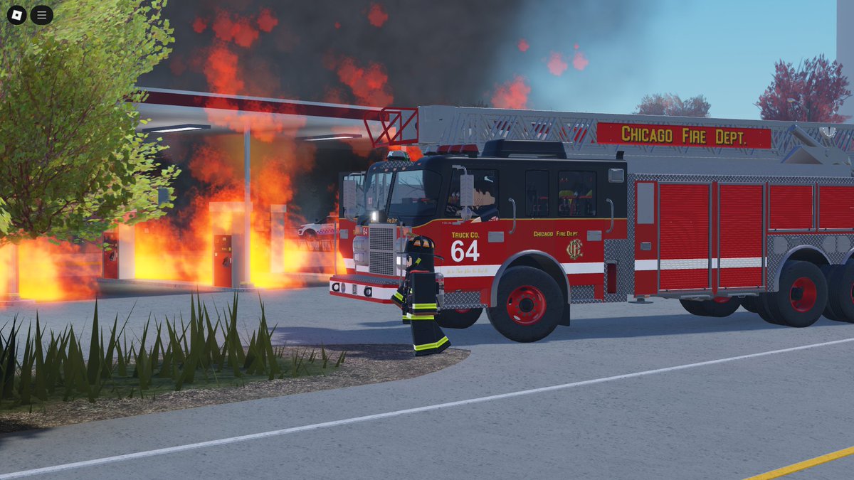 CFD_RBLX's tweet image. Gas station fire, Engine 85 and Truck 64 responded to get the fire contained which they did, No injuries reported. #ROBLOXChicago #RobloxDev