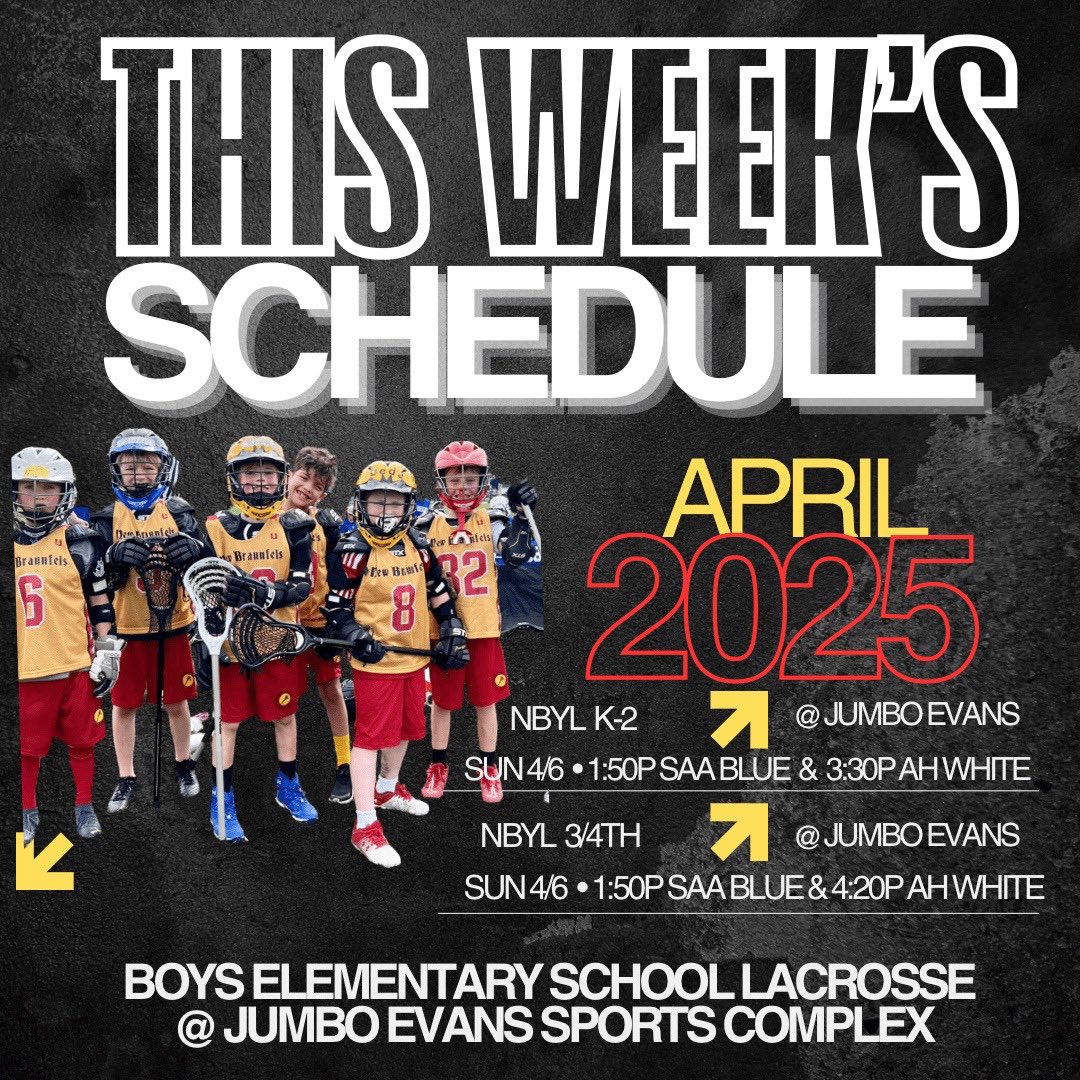 newbraunfelslax's tweet photo. GAMEDAY for Girls ES, MS, and Boys ES!
#nbyl #newbraunfels #nbtx #lacrosse #lax #sport #youth #wlax #mlax #stxyla #comal #schertz #cibolo #seguin #sanmarcos #growthegame https://t.co/gsnNEH19z0
