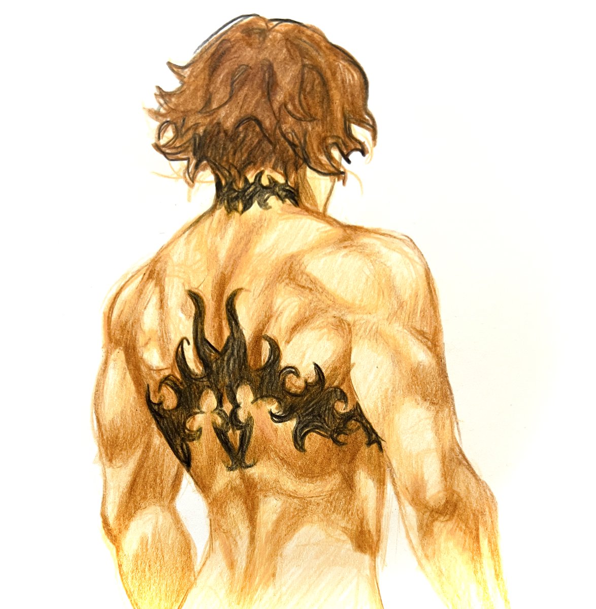 Back muscle practice ft. Venture :3 Messing around with back tat designs also!