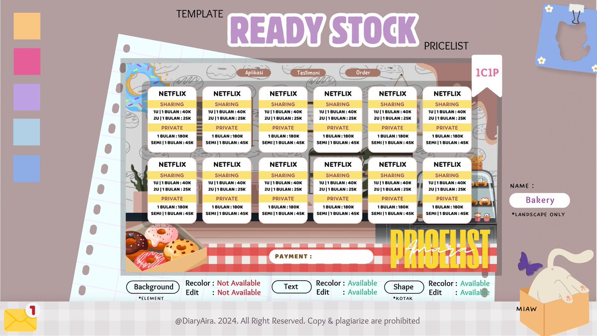 {HELP RT} ‼️

Aku mau flash sale juga 6 template pricelist ini.

💰25k/template (canva only)
📝 No edit/retext/ubah spess. 
*Kamu bisa bebas rombak text, price, shape tapi untuk backgroundnya gak bisa diubah ya🫶🏻

Yuk segera jemput di dm aku sekarang 🛵💨

#zonaba #zonauang