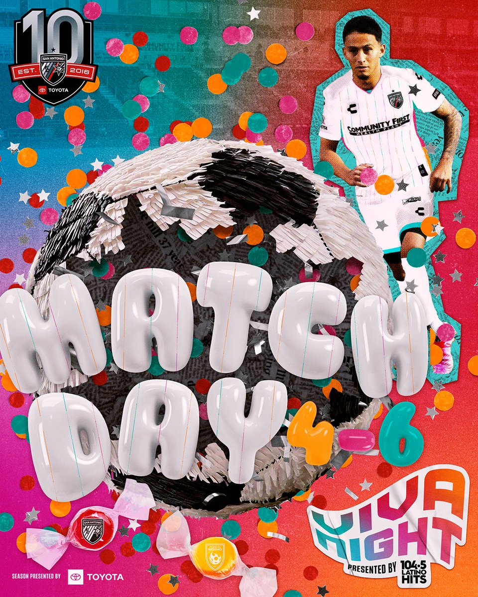 San Antonio FC (@sanantoniofc) on Twitter photo MATCH DAY ๐
Time to show the nation how we Viva in San Antonio๐ ๐
๐ Phoenix Rising FC
๐ Kickoff: 3:00 PM CT
๐๏ธ Toyota Field
๐บ Watch: CBS
๐ค Promo: ๐ญ $3 hot dogs,๐ฅค $2 sodas, ๐บ $1 beers!
๐๏ธ bit.ly/3vXzike
#SAvPHX | #USLonCBS | #Defend210
<a href="/1045Latino_Hits/">104.5 Latino Hits</a> | MATCH DAY ๐
Time to show the nation how we Viva in San Antonio๐ ๐
๐ Phoenix Rising FC
๐ Kickoff: 3:00 PM CT
๐๏ธ Toyota Field
๐บ Watch: CBS
๐ค Promo: ๐ญ $3 hot dogs,๐ฅค $2 sodas, ๐บ $1 beers!
๐๏ธ bit.ly/3vXzike
#SAvPHX | #USLonCBS | #Defend210
<a href="/1045Latino_Hits/">104.5 Latino Hits</a> |