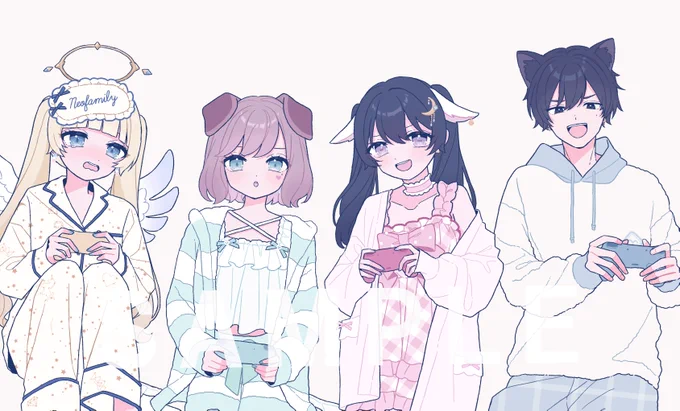 〔 works 〕遅くなりましたが様発行の雑誌『newme』にてねおふぁむ様4名のイラスト描かせて頂きました'-よろしくお願いします。 