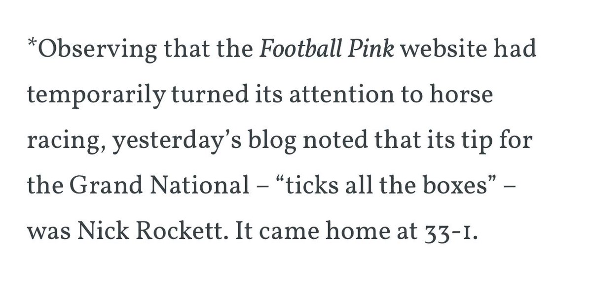 We had a short term flirt with horse racing yesterday for the Grand National, which as <a href="/MikeAmosBlog/">Mike Amos</a> points out went rather well.

Stayed tuned for.....erm, well no more horse racing coverage until next year actually.