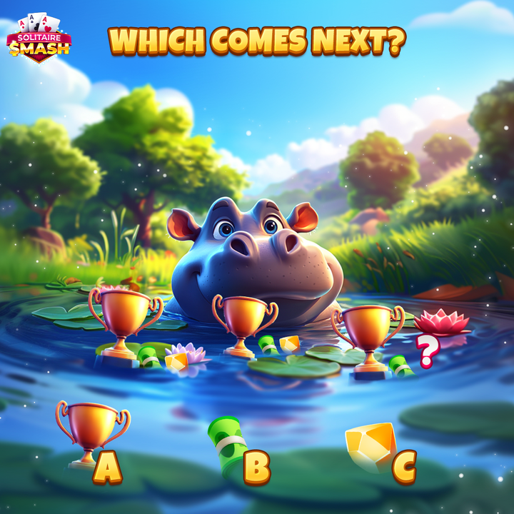 SolitaireSmash's tweet photo. 🦛 Complete the Sequence, Claim a Prize! 🦛

Can you spot the next item & make our hippo happy? 🤔

👇 Comment its letter below
🎁 Use promo code: Hippo1
🤑 Plus, earn a chance to win Bonus Cash freebies 💸

Ready to make a splash? Tap the link now! 💰💦 >>> https://t.co/nVbfgfxg81

*The event will end on April 13 2025 18:00 PM UTC
*Rules for promotions: https://t.co/QaST8AUFAU