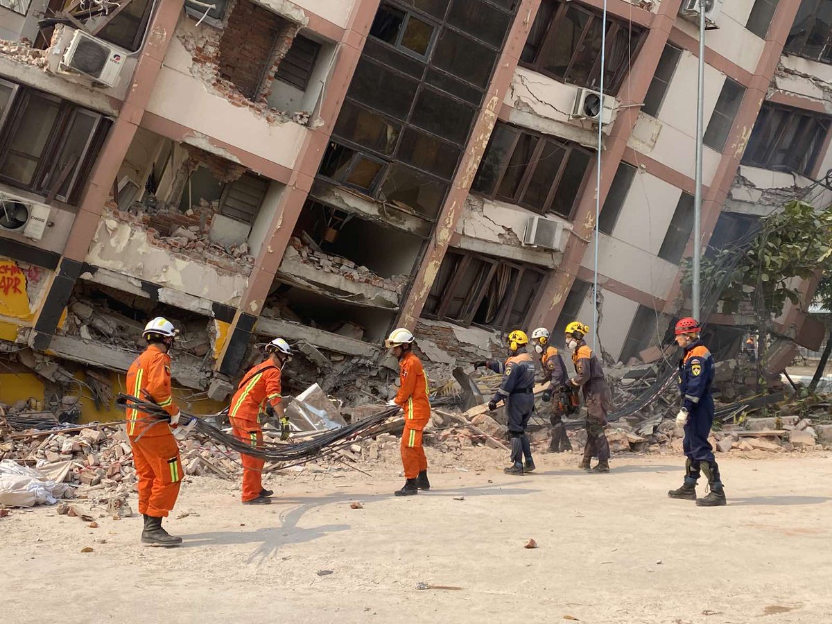 Junta No. 2 Soe Win on Saturday said quake relief teams are not permitted to operate independently in Myanmar but need prior authorization, which will only be granted if they cooperate with the authorities. (Photo: The Irrawaddy, MFSD, CINCDS)

#WhatsHappeningInMyanmar