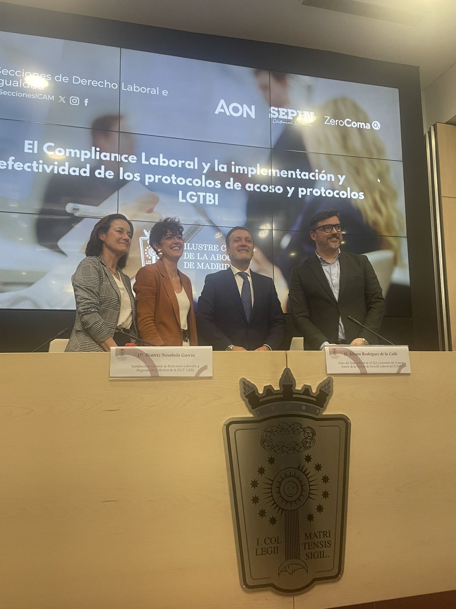 Jornada sobre la implantación de los protocolos de acoso y protocolos LGTBI en el Colegio oficial de abogados de, Madrid