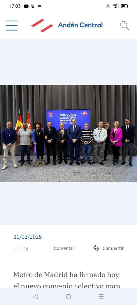 Firmado el convenio colectivo de <a href="/metro_madrid/">Metro de Madrid</a> con <a href="/CCOO/">COMISIONES OBRERAS</a> <a href="/UGT_Comunica/">UGT</a> <a href="/sindicato/">sindicato</a> maquinistas <a href="/sindicato/">sindicato</a> libre @sindicatotecnicos y <a href="/ObreraMetro/">SolidaridadObreraMetroMadrid</a> 
Un lujo presidir este convenio !!!