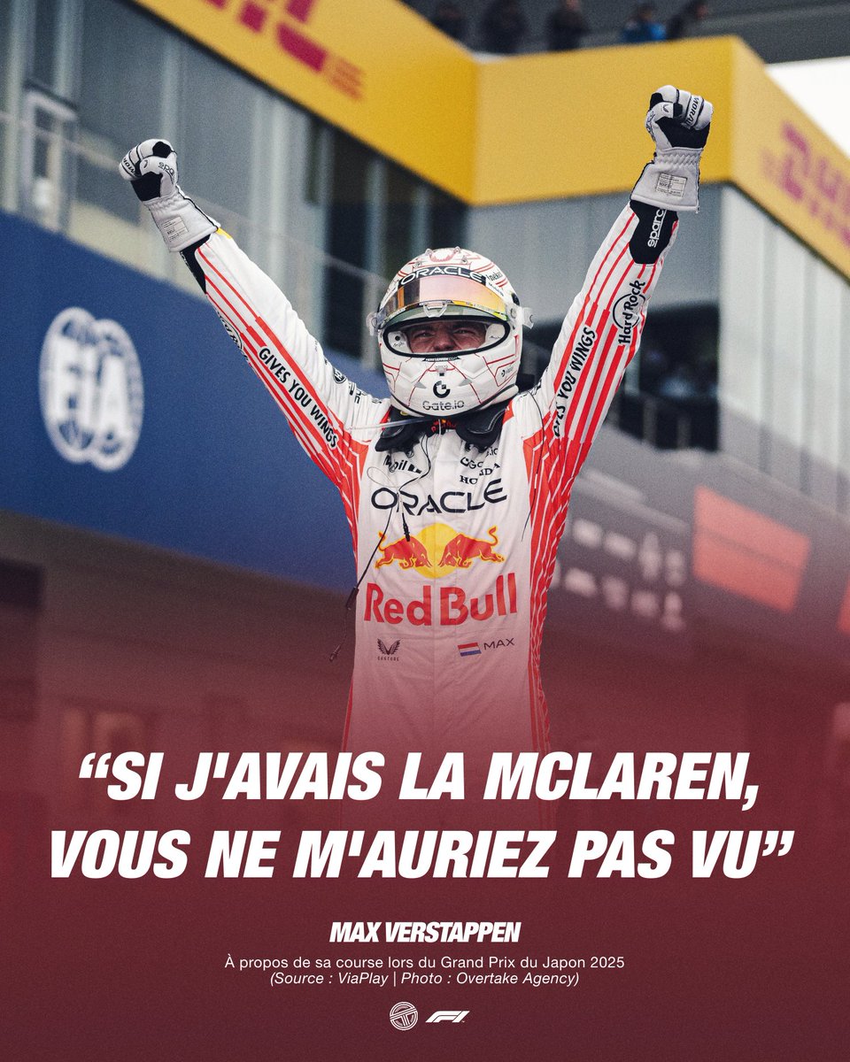 🔴 Max Verstappen explique avec le sourire qu'il aurait largement dominé avec la McLaren 👀

💬 "Je suis très content du travail que j'ai réalisé et je ne veux même pas imaginer ce qui se serait passé si j'étais dans la McLaren... vous ne m'auriez même pas vu."

#F1 #JapaneseGP