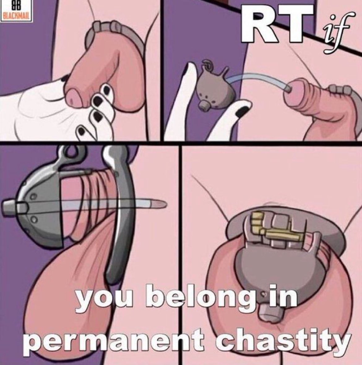 Retweet boys, because you all belong in permanent chastity 

#femdom #findomnewbie #findom #chastity #permanentchastity #locked