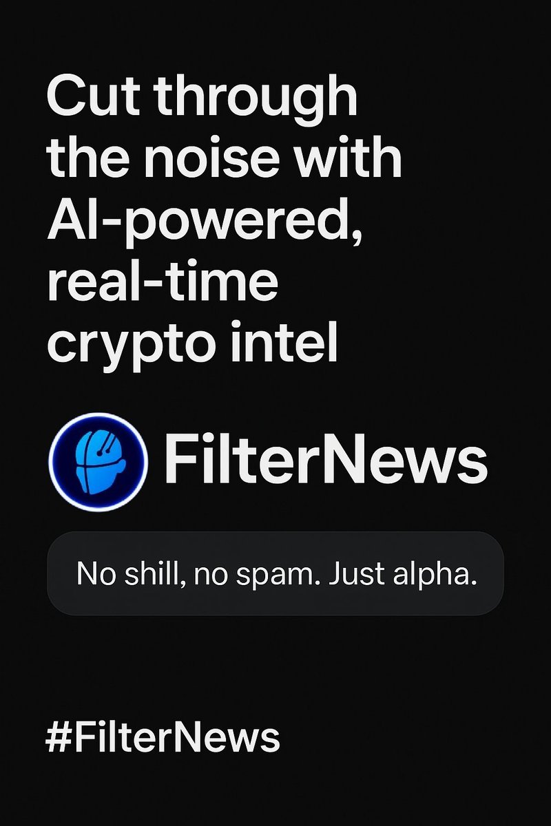 ___Cryptopia___'s tweet photo. Crypto news is wild. One minute youโre early, next youโre exit liquidity.
Enter FilterNews โ your AI-powered crypto intel stream.
Real-time alpha. Zero fluff.
#FilterNews #Crypto https://t.co/ECZD3vNj7T