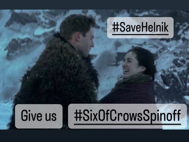 marypot's tweet photo. @NetflixGeeked When will #SixOfCrowsSpinoff come to life? 6 criminals/outcasts stage ultimate heist, rescuing a political prisoner who holds formula for a deadly weapon from a supposedly impenetrable Ice Palace in a foreign land. #SaveShadowAndBone #SixOfCrowsSpinoff #NetflixFools https://t.co/Oz59bPCMyi