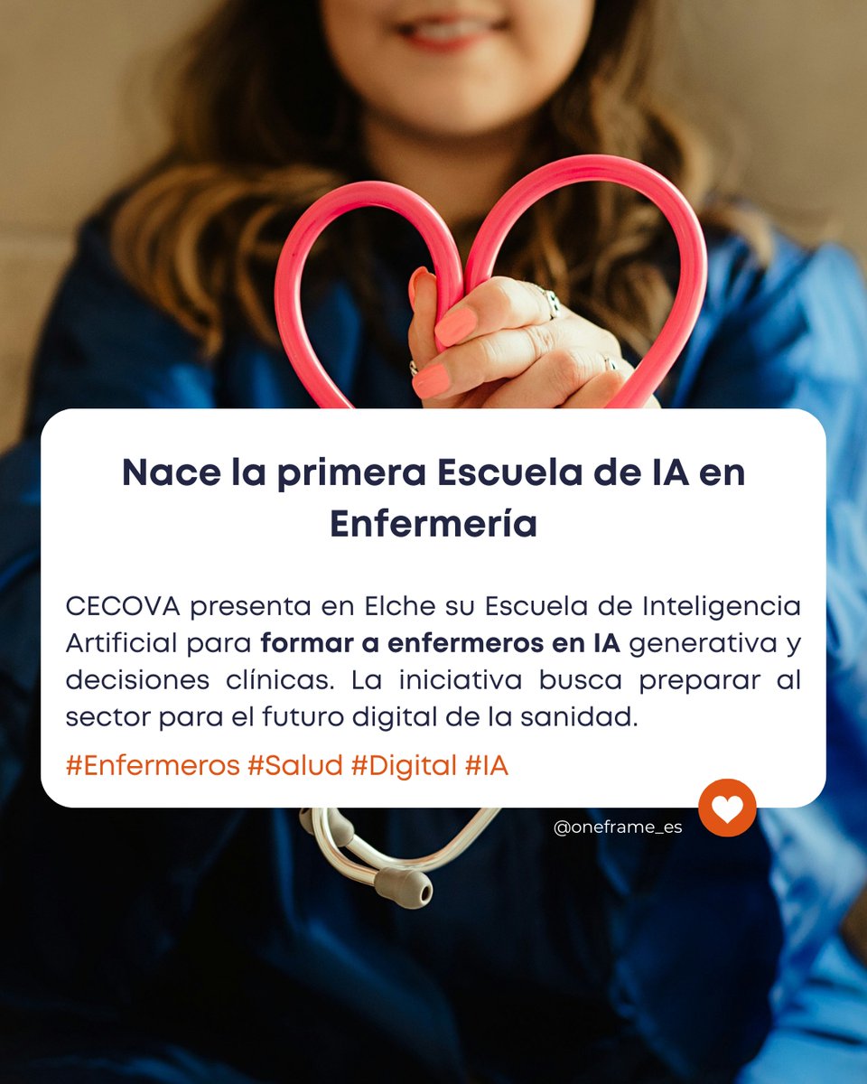 oneframe_es's tweet photo. (5/5) ��‍⚕️ Primera Escuela de IA en Enfermería en España

 #enfermeria #escuela #ia https://t.co/gwnT45tfOU