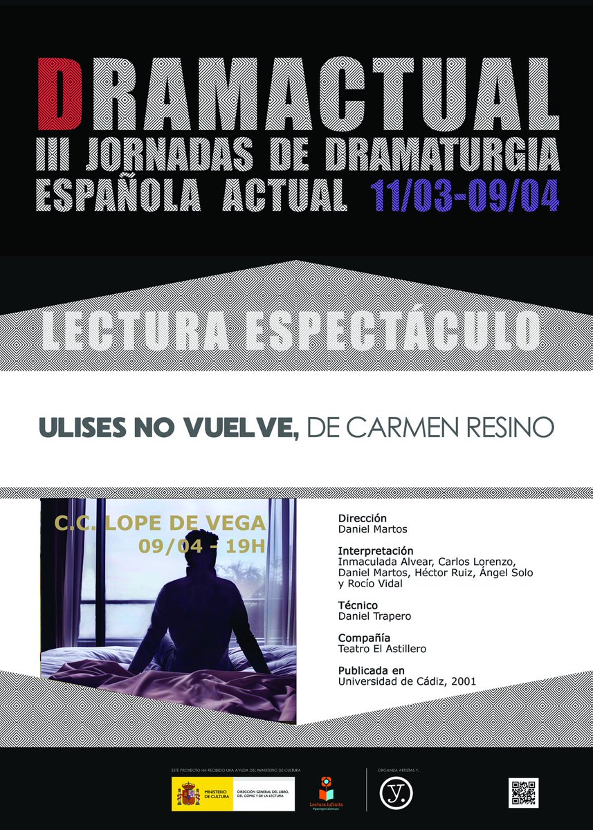 ULISES NO VUELVE, una de las obras más destacadas de Carmen Resino, cerrará Dramactual 2025 el próximo MIÉRCOLES 9 DE ABRIL, a las 19 horas, en el CENTRO CULTURAL LOPE DE VEGA (C. de Concejo de Teverga, 1, Entrevías). Realización de Teatro del Astillero.