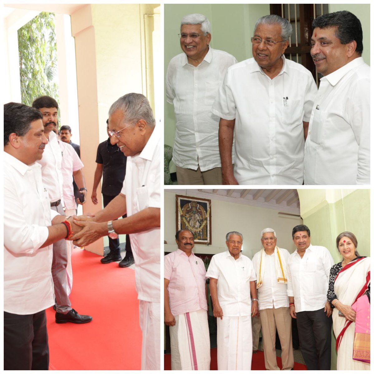 ptrmadurai's tweet image. My mother and I were extremely happy to host the Kerala Chief Minister Thiru @pinarayivijayan (accompanied by his family), Finance Minister KN Balagopal (my former GST Council colleague), Minister for Public Works &amp;amp; Tourism PA Mohammad Riyas, and CPI (M) senior leaders Prakash…