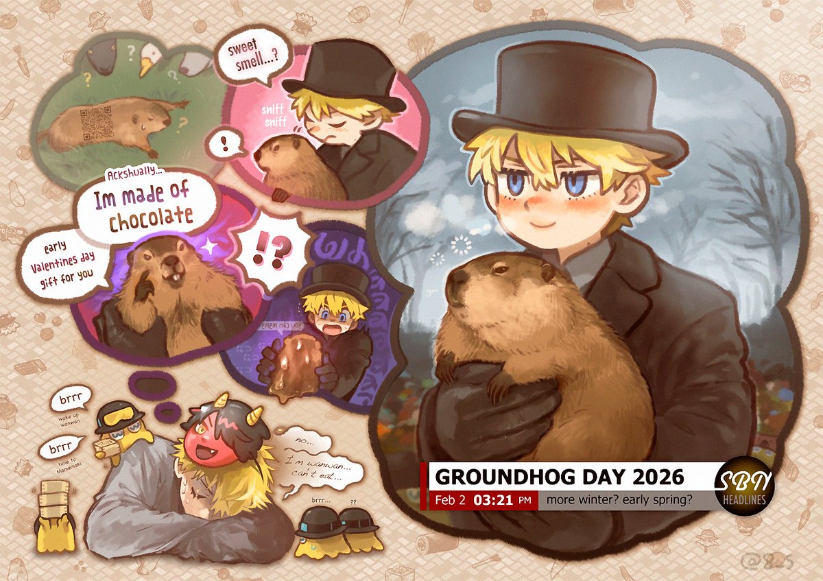 I drew the February calendar art for this project!🙇 Yes, the biggest event in Feb is not Valentine’s Day🍫 or Setsubun👹, but Groundhog Day🦫, after all.
#BriskoBDAY2025 #TheBriskoBlueprint