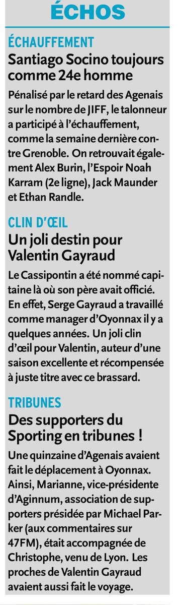 Merci au <a href="/petitbleuagen/">Le Petit Bleu d'Agen</a> 

On sera toujours derrière le <a href="/agen_rugby/">Agen Rugby - SUA LG</a> même à l’autre bout de la France 

🔵⚪️🔵⚪️