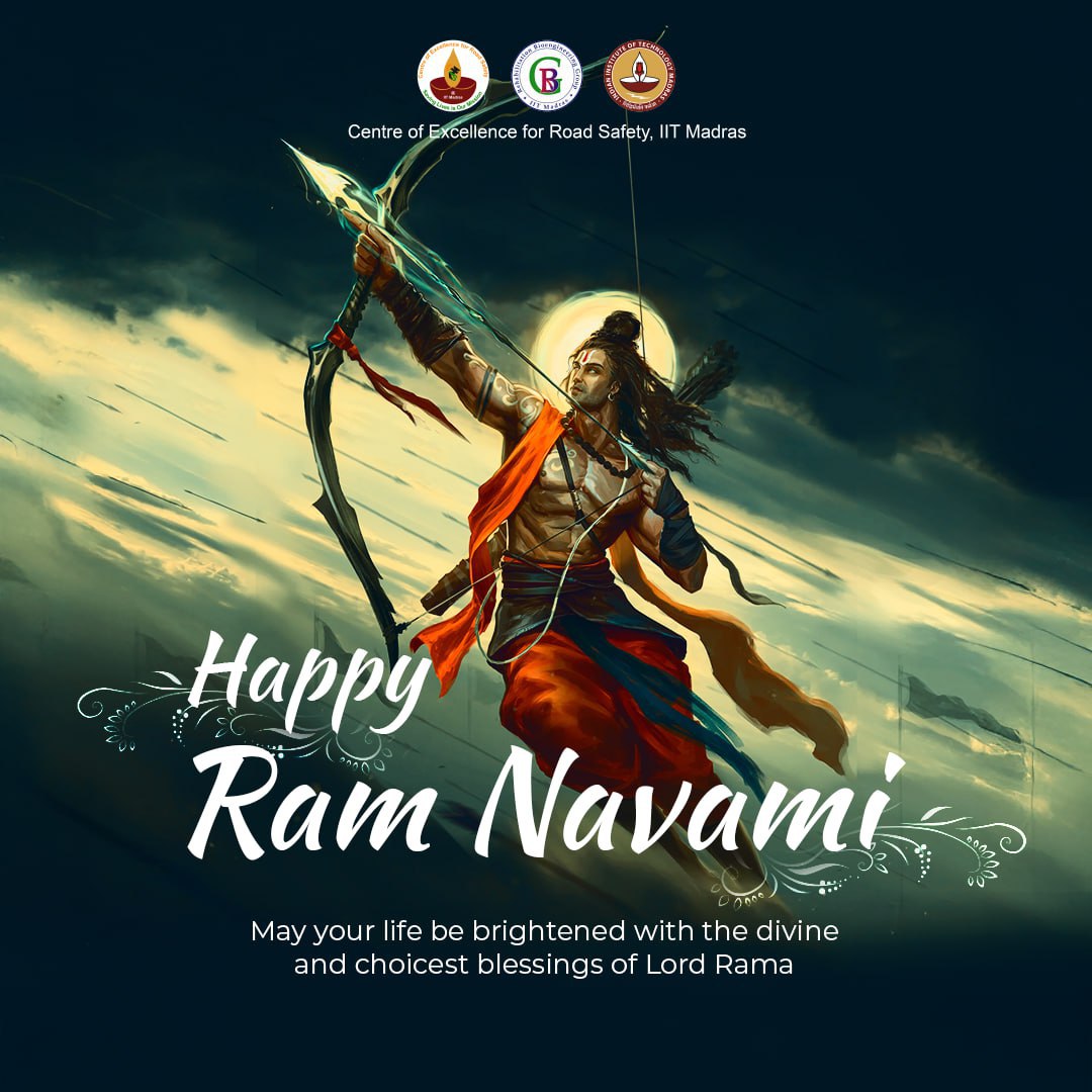 Centre of Excellence for Road Safety, IIT Madras (@coers_iitm) on Twitter photo This Ram Navami, let’s take inspiration from Lord Ram’s values—discipline, perseverance, and integrity. May we drive with responsibility and follow the traffic rules. Wishing you a safe and prosperous Ram Navami!
<a href="/VBChennai/">Venkatesh B</a>
#RamNavami #RoadSafety #CoERS This Ram Navami, let’s take inspiration from Lord Ram’s values—discipline, perseverance, and integrity. May we drive with responsibility and follow the traffic rules. Wishing you a safe and prosperous Ram Navami!
<a href="/VBChennai/">Venkatesh B</a>
#RamNavami #RoadSafety #CoERS