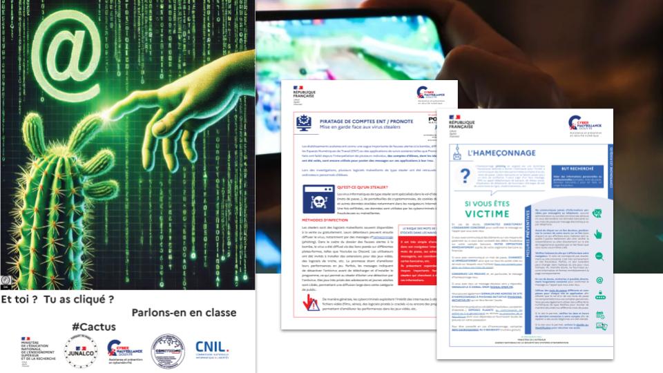 🌵 Dans le prolongement de l'opération de sensibilisation à l'#hameçonnage Cactus, retrouvez le kit pédagogique pour :
🔍 comprendre les enjeux liés à l'hameçonnage
 🛡️ se préparer face aux cyberattaques
 ⚡ adopter les bons réflexes
#CyberEngagés #CRCN
👉 eduscol.education.fr/3679/education…
