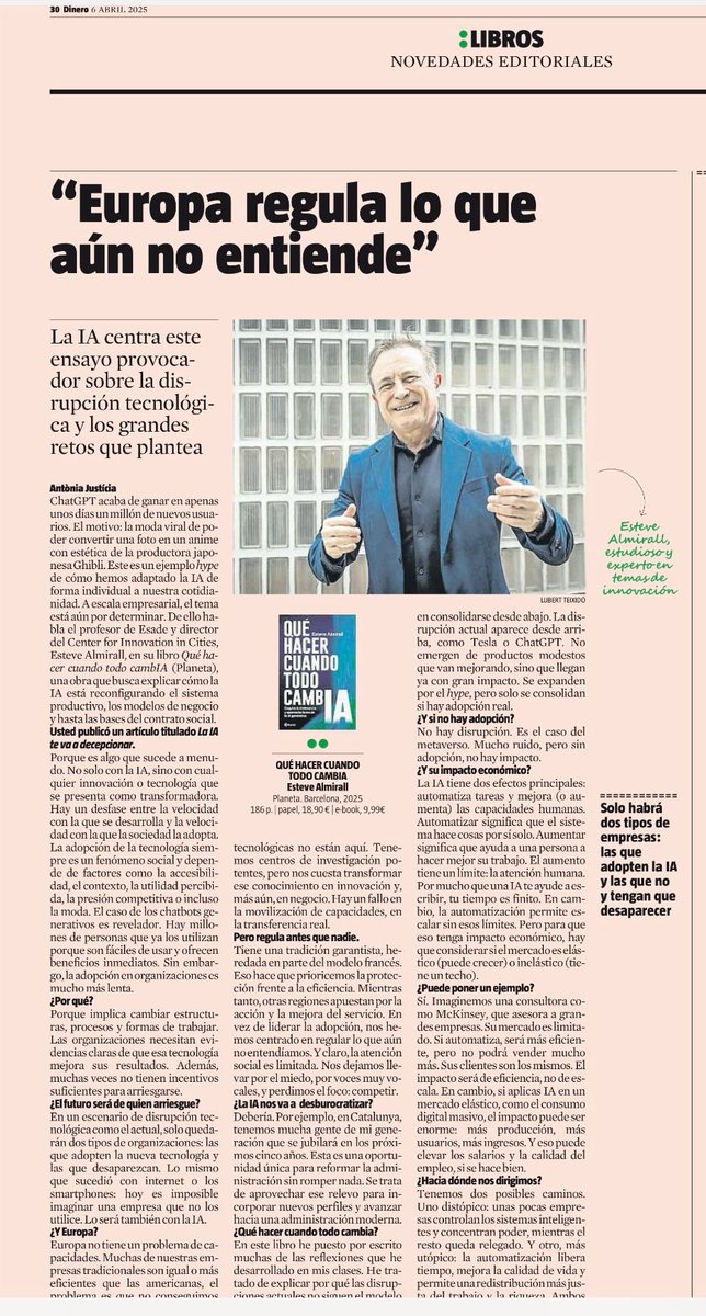 esteve almirall (@ealmirall) on Twitter photo Qué hacer cuando todo cambIA en <a href="/LaVanguardia/">La Vanguardia</a> Muchas gracias !!!!! 🙏🙏🙏 Una fantástica entrevista 👇👇👇 Qué hacer cuando todo cambIA en <a href="/LaVanguardia/">La Vanguardia</a> Muchas gracias !!!!! 🙏🙏🙏 Una fantástica entrevista 👇👇👇